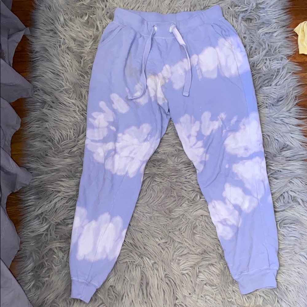 Vintage Havana purple and white tie dyed joggers